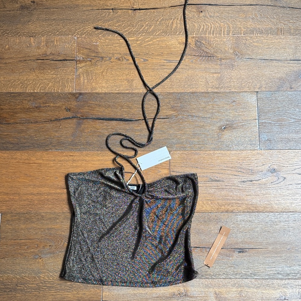 Reformation Black Glitter Tank Top